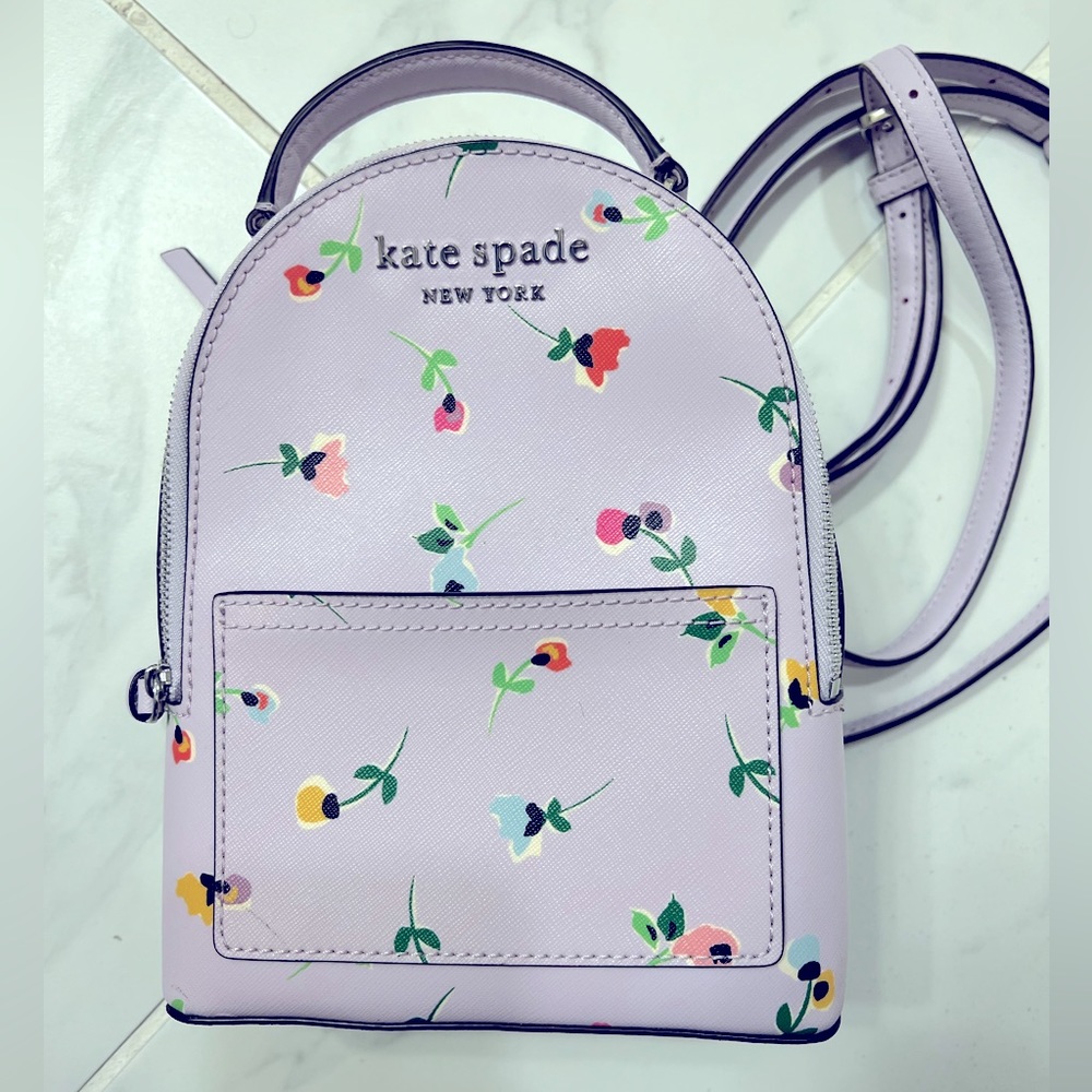 Kate Spade Cameron Floral Ditsy Mini Convertible Backpack Lavender Floral